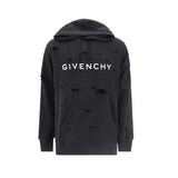 Givenchy Distressed Logo Printed Drawstring Hoodie